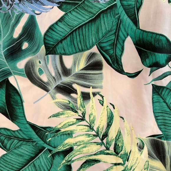 Beyond Capri Jungle Leaf Green and Cream Print Maxi Dress Linen Cotton Blend XXL - Picture 5 of 9